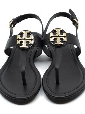 New in Box! Tory Burch Claire Flat Thong Sandal, Black Size 6.5